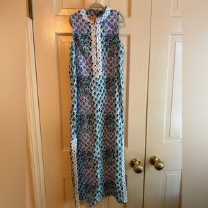 Blue and Green Patterned Sleeveless Dress maxi Lily Pulitzer girls